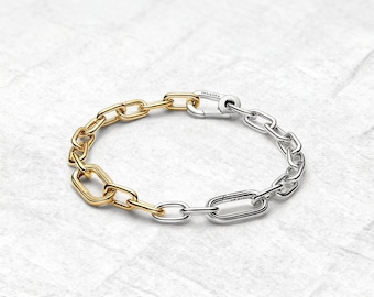 Two-Tone Sterling Silver Paperclip Link Bracelet | Pandora Style