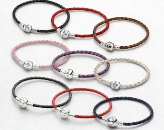 Single Braided Black Pandora Leather Bracelet | 925 Silver Clasp | Versatile Jewelry for Men Women