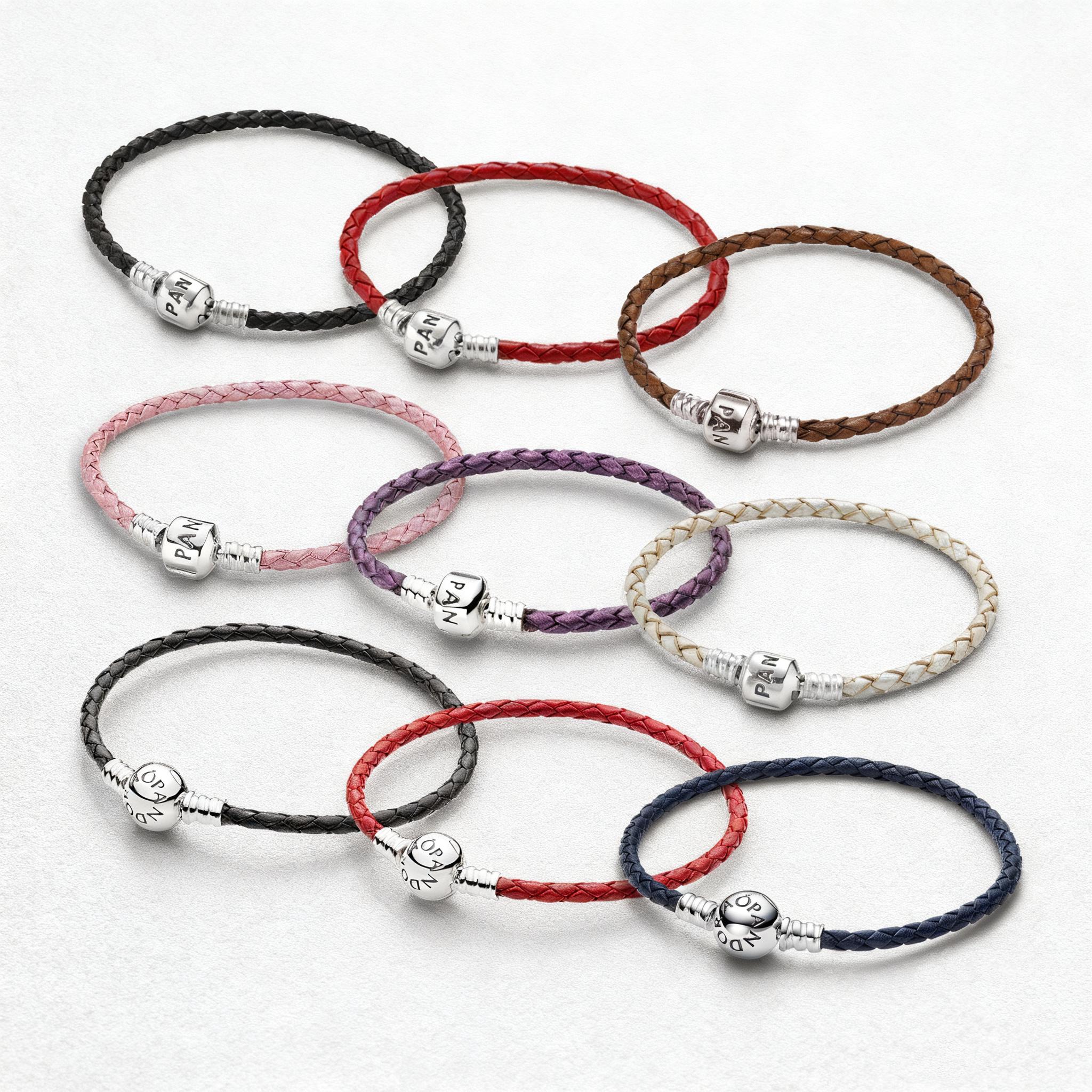 Single Braided Black Pandora Leather Bracelet | 925 Silver Clasp