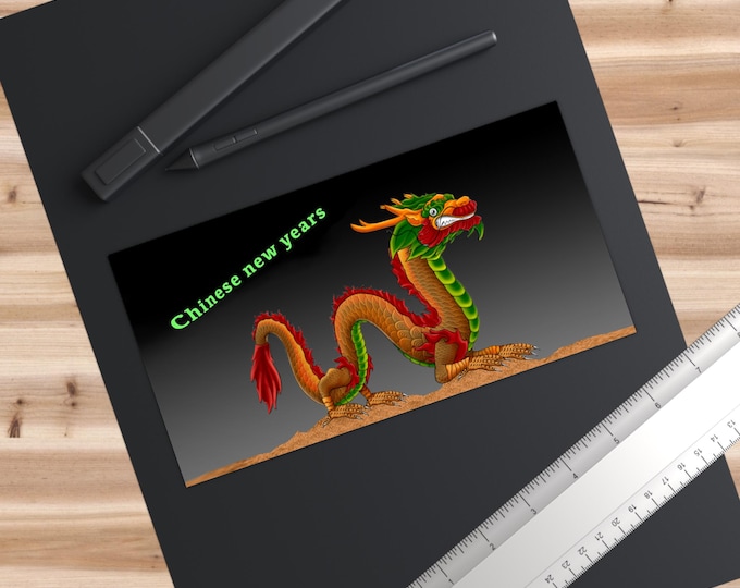 Featured listing image: LiL Tay Chinese new years dragon sticker Lunar New Year decal 7.5 x 3.75 inch its huge and waterproof