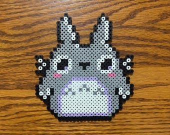 Totoro Ghibli Perler Art | 8-bit Pixel Art | Totoro Perler Magnet | Gaming Decor