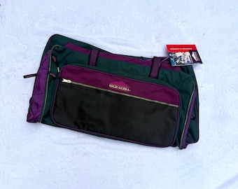 High Sierra Vintage 90-tals duffelväska grön lila färgblock resebagage NWT