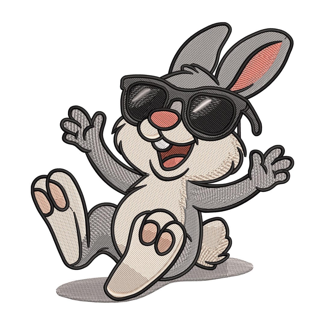 Fun Rabbit Designs Bunny Embroidery Design, Funny Rabbit With Sunglasses Machine ...