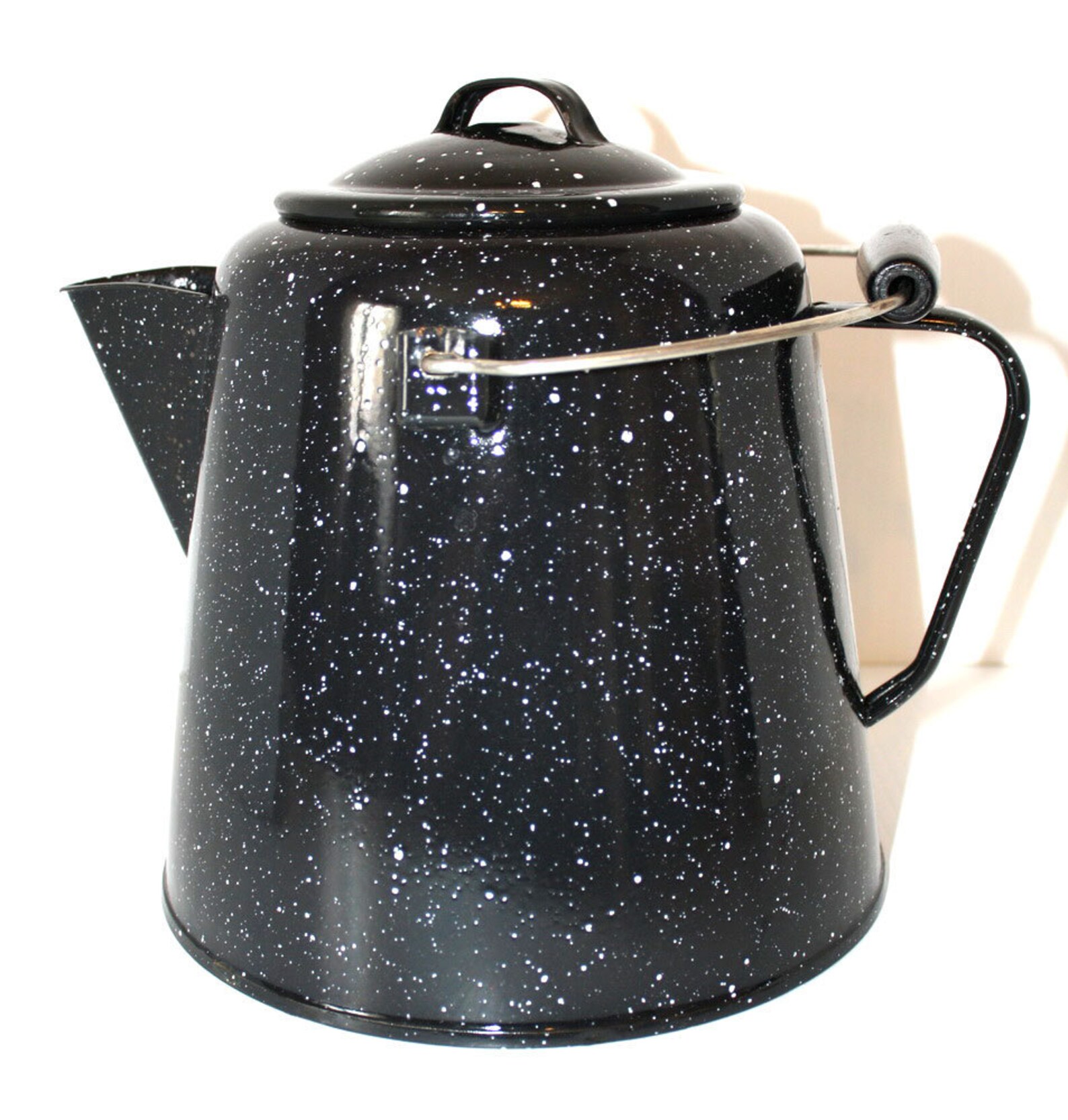 Large Vintage Enamel Cowboy Campfire Coffee Pot Kettle Etsy