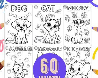 Animal Coloring Pages, Animal Coloring Book, Animal Coloring Sheets, Animal Coloring Pages for Kids, 30 Cute Animal Printable Pages, Animal