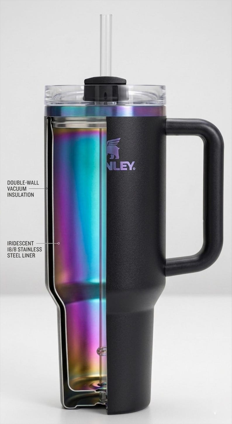 Vaso térmico Stanley estilo Quencher H2.0 – Edición limitada Black Chroma FlowState Taza de viaje imagen 5