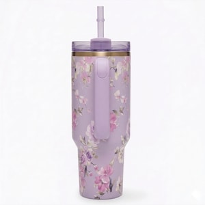 Stanley style 40oz Quencher Tumbler – Lavender Lilac Floral Birds Travel Mug image 9
