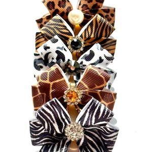 Animal Print Dog Bows 10 Pack | Grooming bows | Pet Accessories