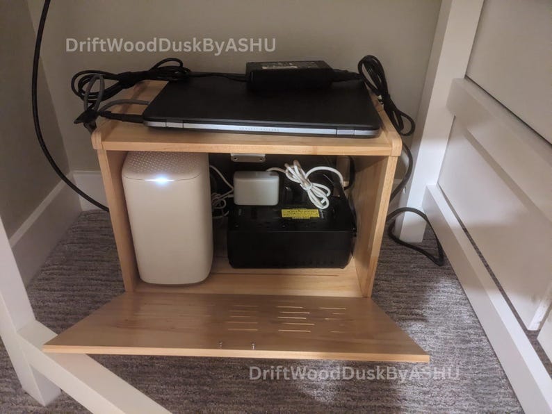 Wood Wifi Router Storage Box | Cable Management Box for Modem | Cable ...
