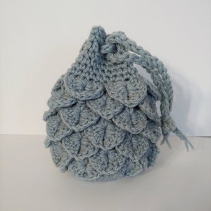 Scale Dice bag pale blue pouch / crocodile stitch