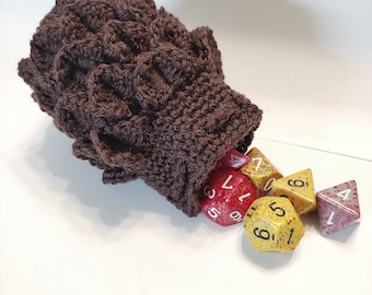 Scale dice bag chocolate brown , Crocodile stitch