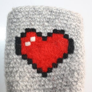 8-bit heart can cozy Needle felted image 5