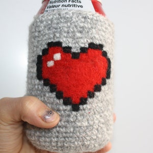 8-bit heart can cozy Needle felted image 4