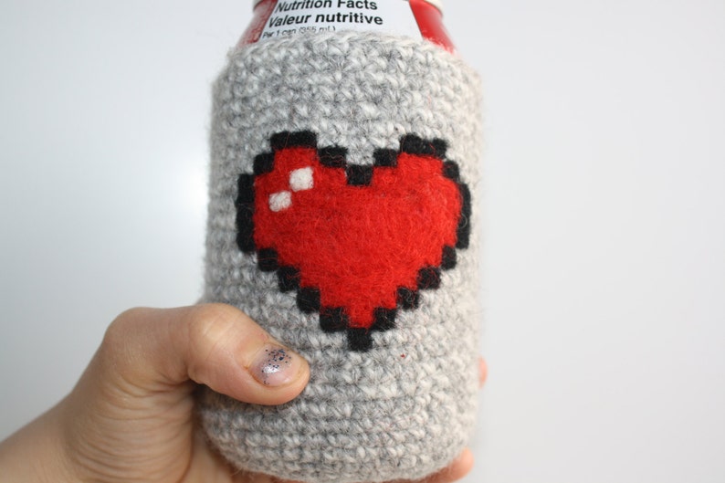 8-bit heart can cozy Needle felted image 4