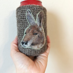Kangaroo can cozy needle felted