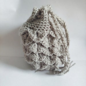 Scale Dice bag silver pouch / crocodile stitch