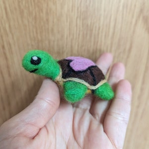 small green needle felted turtle image 2