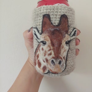 Giraffe can cozy Needle felted image 1