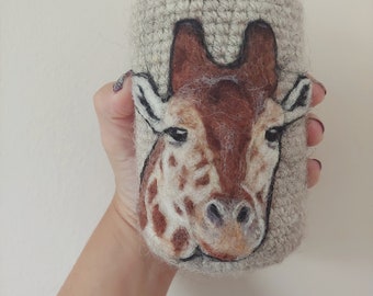 Giraffe can cozy Needle felted