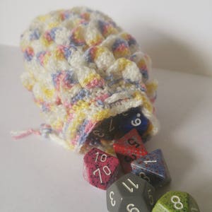 Scale Dice bag unicorn colours pouch / crocodile stitch image 1