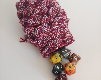 Scale Dice bag pink blue and maroon pouch / crocodile stitch