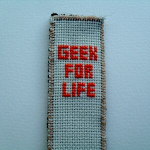 Geek for life cross stitch bookmark image 2