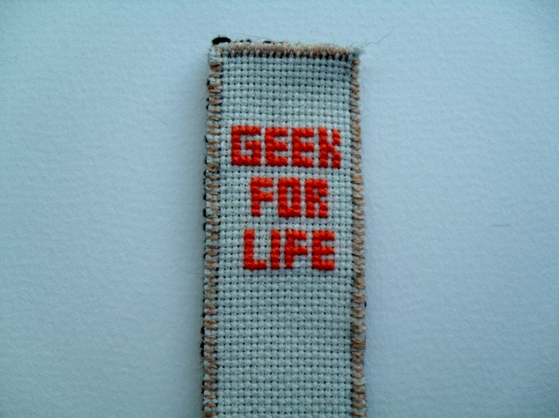 Geek for life cross stitch bookmark image 2