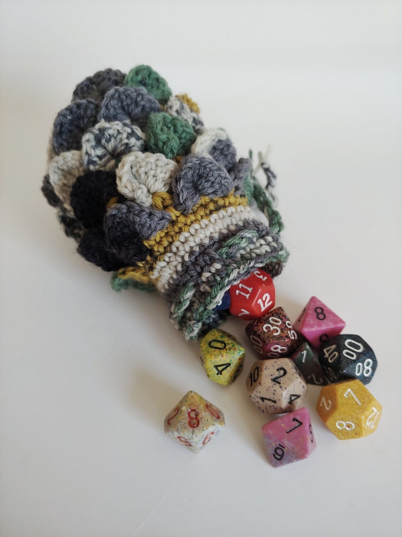 Scale Dice bag black gray green pouch crocodile stitch