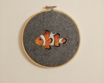 felt clown fish wool painting home decor