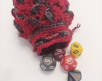 Scale Dice bag red and gray pouch / crocodile stitch