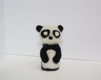 miniature panda needle felted sculpture