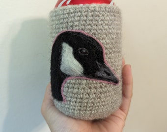 Canada goose can cozy Needle felted cooler