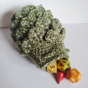 Scale Dice bag green and silver pouch / crocodile stitch