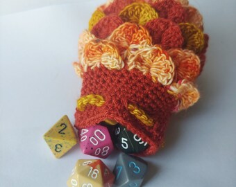 Scale Dice bag pumpkin patch orange pouch / crocodile stitch