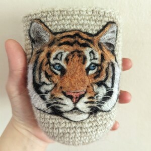 Tiger can cozy needle felted image 3