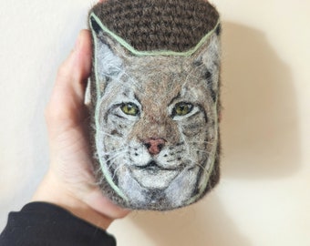 Lynx can cozy  Needle felted