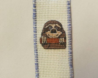sloth cross stitch bookmark