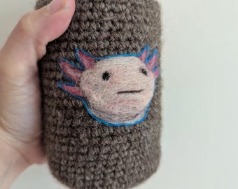 Axolotl needle felted can cozy