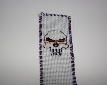 Geek skull cross stitch bookmark