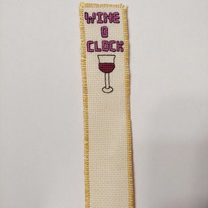 wine lovers cross stitch bookmark red image 2