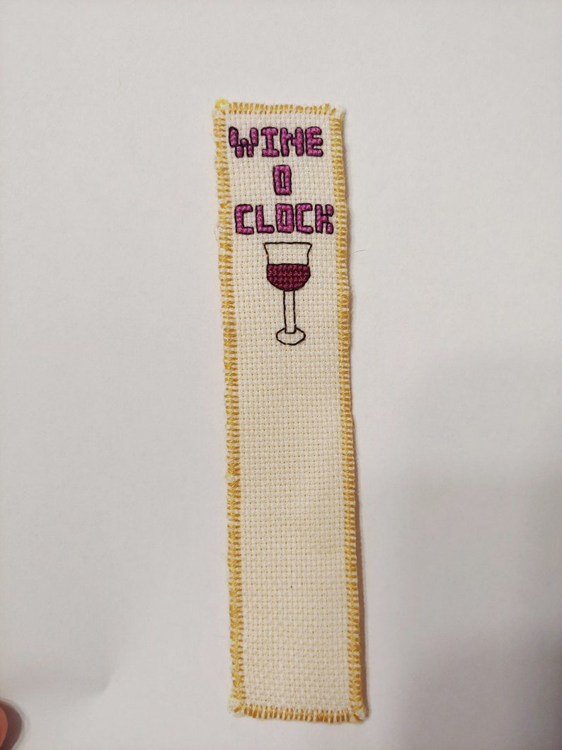 wine lovers cross stitch bookmark red image 2