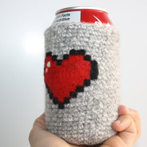 8-bit heart can cozy Needle felted image 3