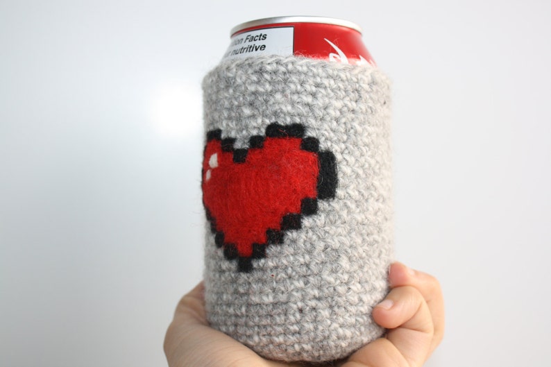 8-bit heart can cozy Needle felted image 3