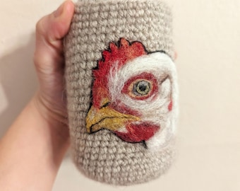 Chicken can cozy Needle felted