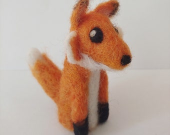 miniature fox needle felted sculpture