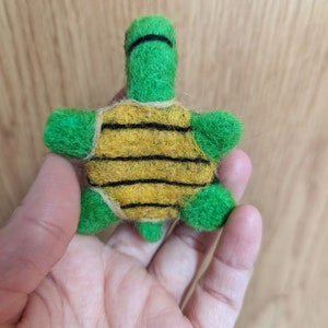 small green needle felted turtle image 4