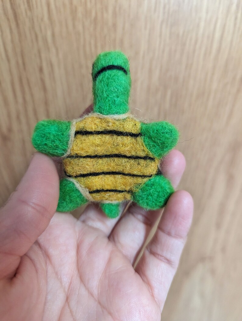 small green needle felted turtle image 4