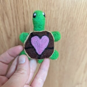small green needle felted turtle image 3