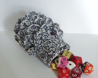 Scale Dice bag black and white pouch / crocodile stitch