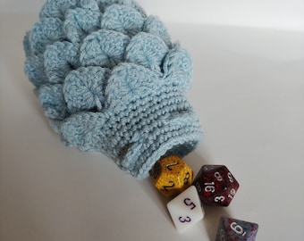 Scale Dice bag baby blue pouch / crocodile stitch